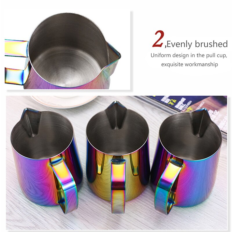 Barista askartelukahvi latte maidonvaahdotus kannu keittiö ruostumaton teräs maidonvaahdotus kannu espresso kahvi kannu työkalut #25