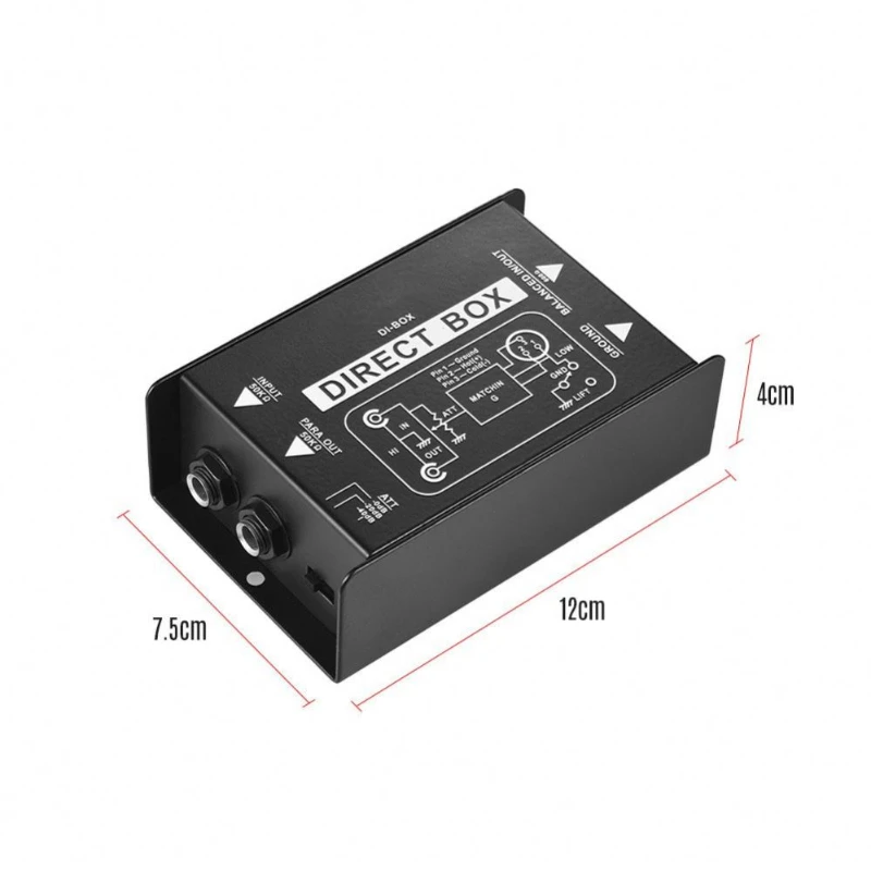 DI 2 2 canales Audio DI Box caja directa pasiva bajo de ruido guitarra DI 2 canales convertidor de Audio