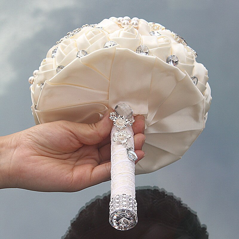 14 Colors 1Piece Ivory Flower Bouquet Stunning Pearls Beaded Crystal Bouquet De Mariage Wedding Flowers Bridal Bouquets