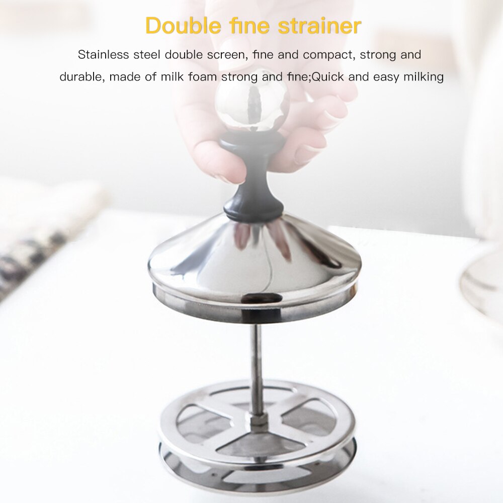 Milk Frother Household Fancy Milk Foaming Cup Manual Milk Frother Double Layer Coffee Mixer Latte Cappuccino Milk Blender Cup