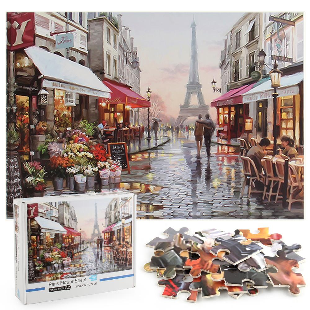 Paris blomst street puzzle 1000 brikker puslespil til voksne børn