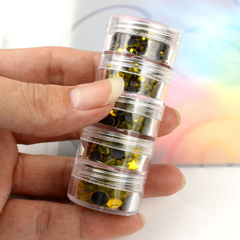 5 Layer Cylinder Transparent Empty Plastic Storage Boxes Rhinestone Bead Gems Case