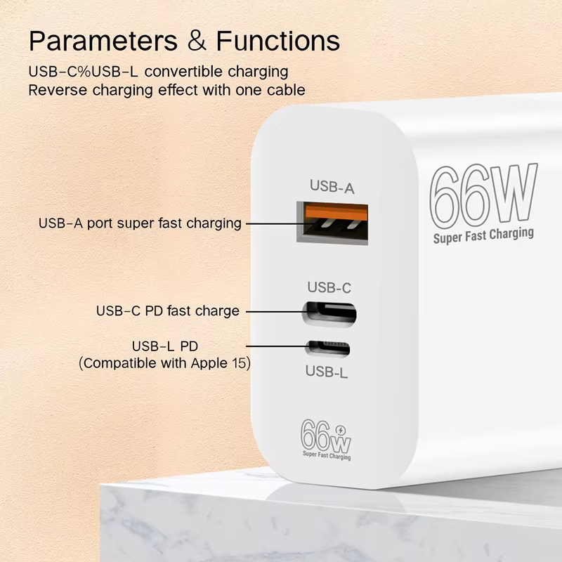 Xiaomi 66W Super Fast Charging Adapter PD Reverse Charger Suitable For Apple Huawei Xiaomi EU/US/UK Standards Phone Adapter