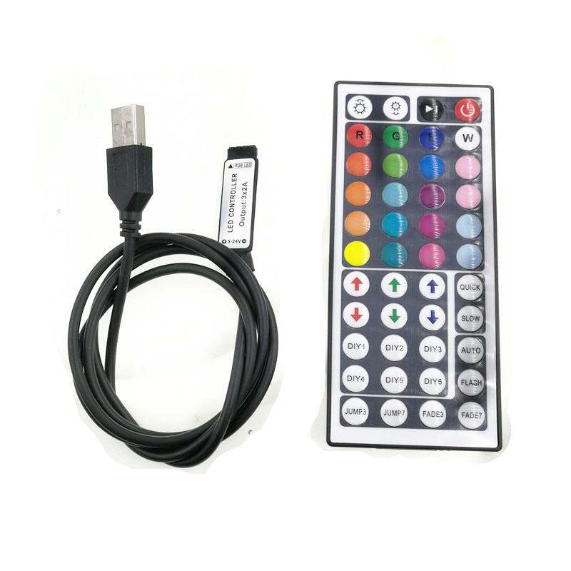 Tiras de luz LED USB 5 12 24 V RGB USB IR RF controlador remoto 5V 12V 24 V USB tira de luz LED 3 17 24 teclas remoto inalámbrico: 44key controller