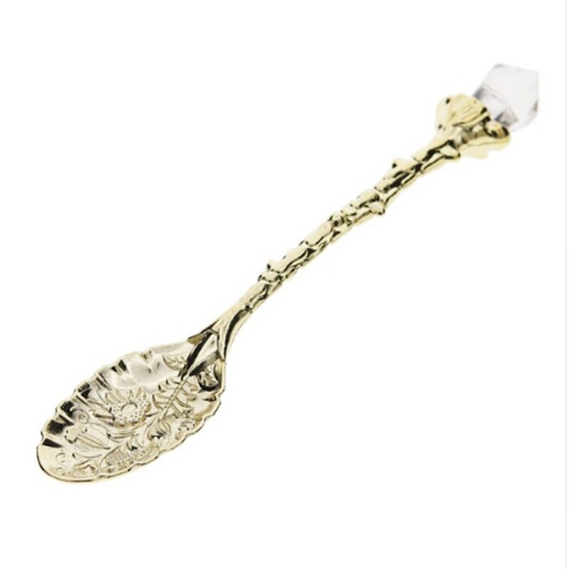 Crystal Head Pattern Spoons Coffee Spoon Sugar Tea Ice Cream Dessert Cutlery Spoon Carved Kitchen Tableware Dinnerware