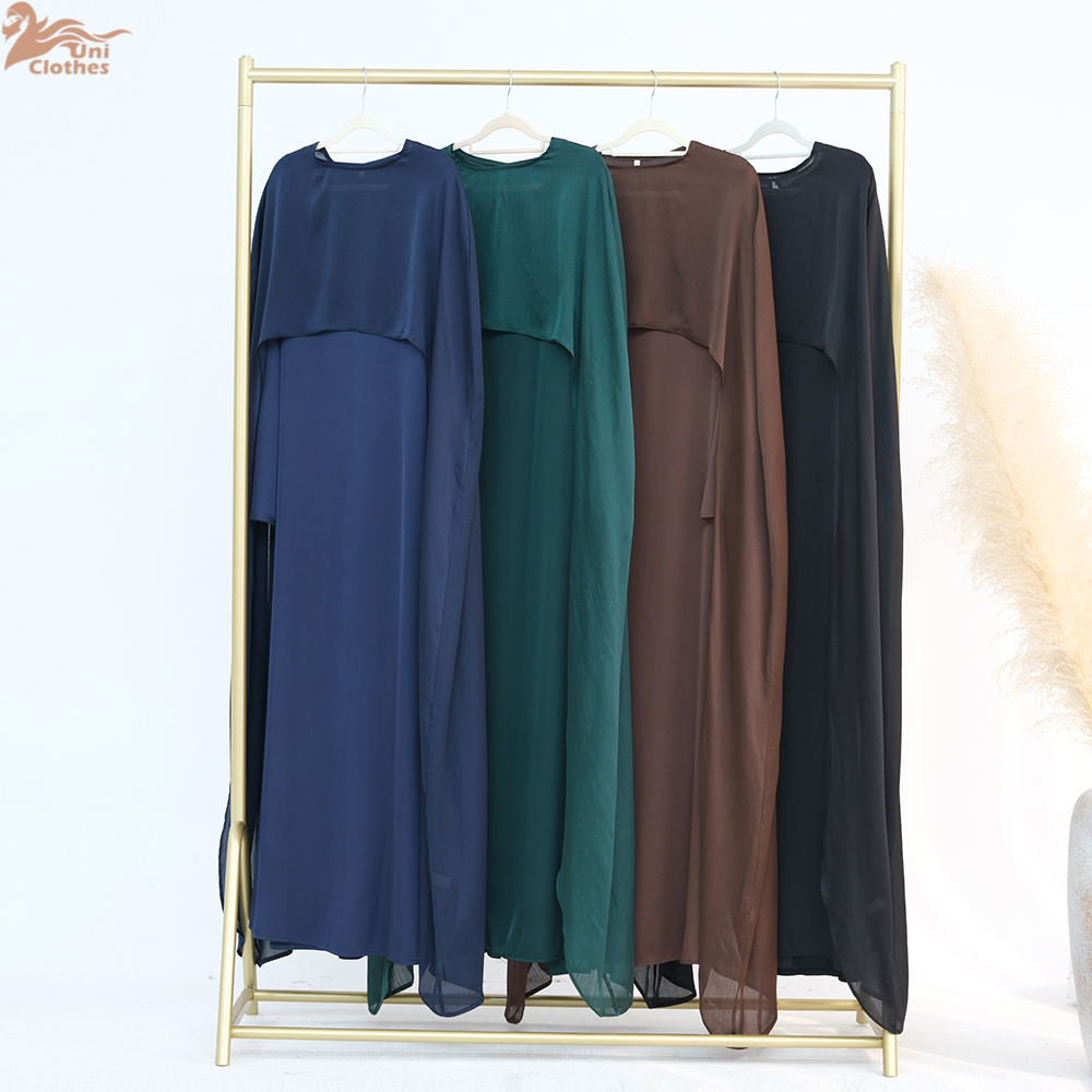 Ramadan Satin 2 Piece Abaya Modest Muslim Sets Kebaya African Dresses For Women Robe Femme Musulmane Caftan Marocain Vestidos