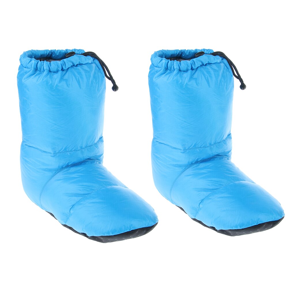 Camping Goose Down Booties Boots Slippers For Men Women Home: Blue L