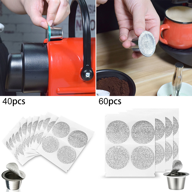 40/60 aluminiumfolie kaffekapslar tätningslock kapslar klistermärke byt ut för att fylla kaffekapslar nespresso 37mm kaffetillbehör