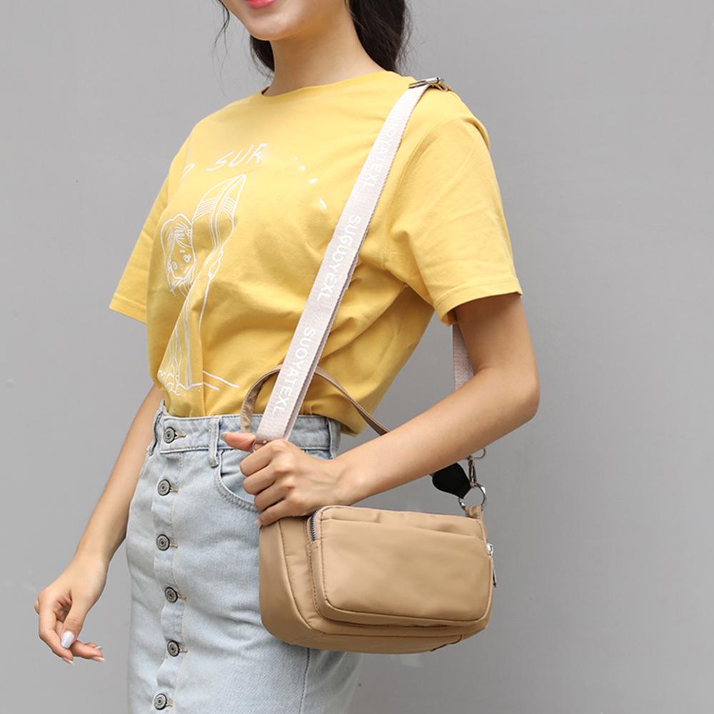 Dame nylon afslappet messenger crossbody tasker kvinder fritid ren farve stor kapacitet pung skulder håndtasker
