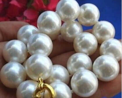 Dyy +++817 zeldzame enorme 20mm zuidzee witte schelp parelketting 18 ''