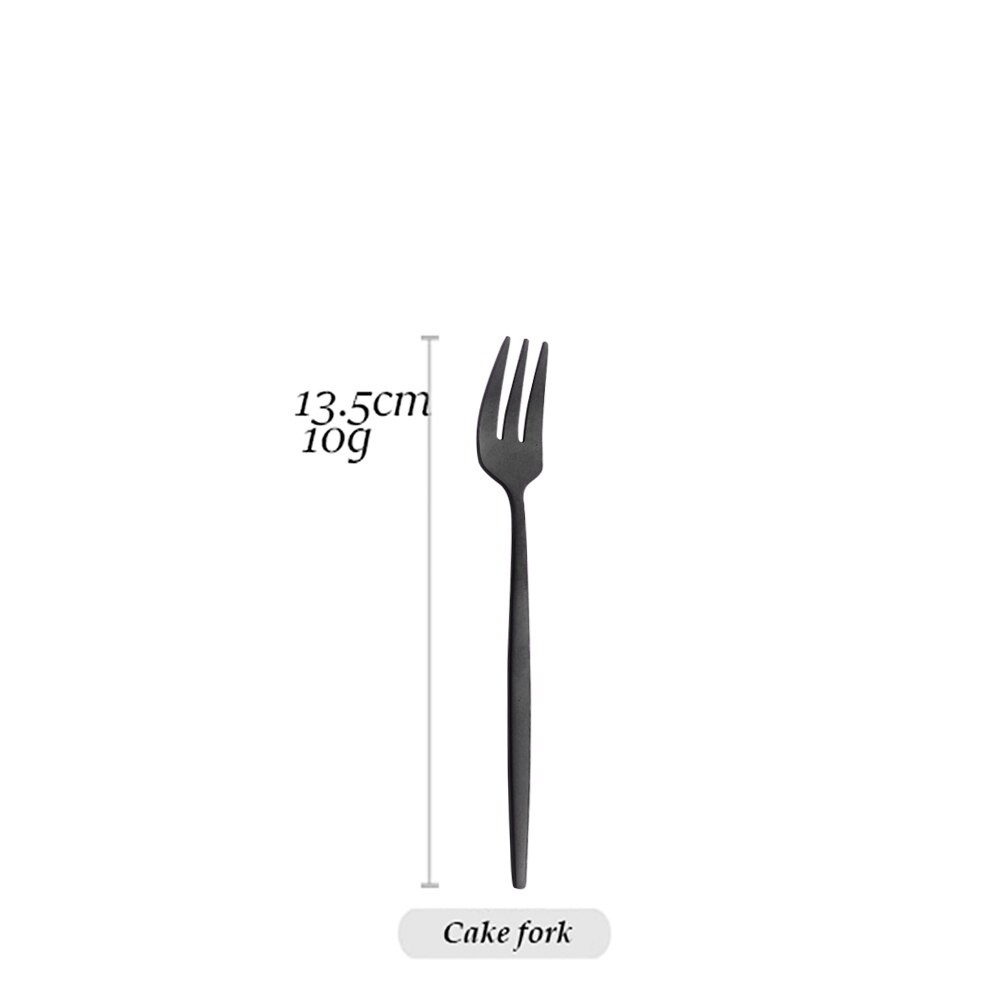 Matte Black Dinnerware Set Western Cutlery Set Stainless Steel Tableware Dinner Knife Fork Spoon Flatware Kitchen Silverware Set: 1Pcs Cake Fork