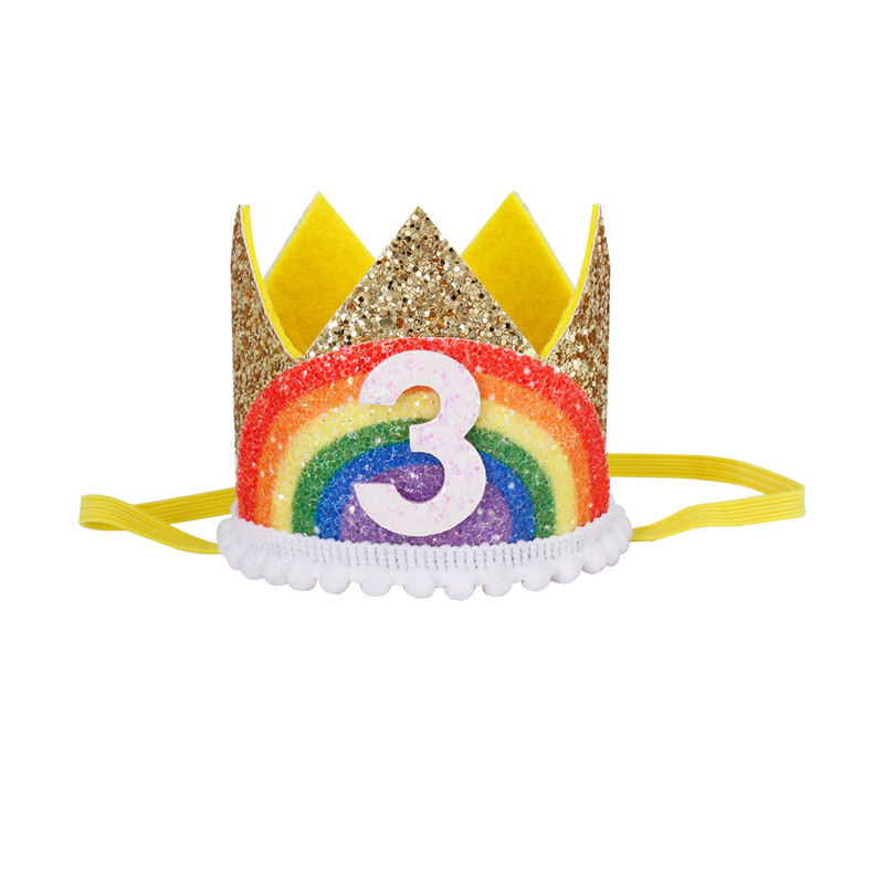 Chicinlife 1-8 år gammel regnbuebursdag kronehatt gutt jente bursdagsfest dekorasjon baby dusj hvitt måke bursdagshatt: måke 3