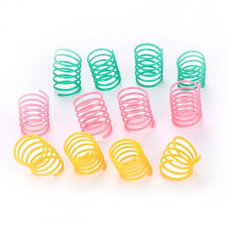 Cute Cat Spring Toys Wide Durable Heavy Gauge Plastic Colorful Springs Cat Toy Kitten Pet Accessories Durable Interactive Toys