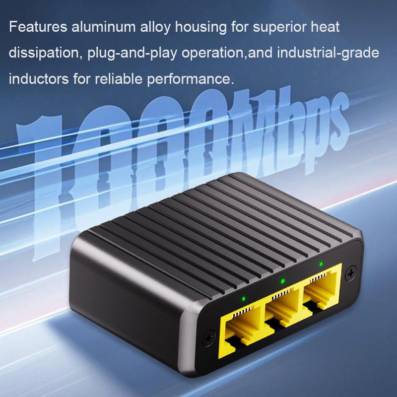 Switch di rete a 4 porte, adattatore hub lan  rj45 1000 mbps, switch gigabit 1 ingresso 3 uscite, splitter ethernet a 4 porte per router, tv box, pc, sharer