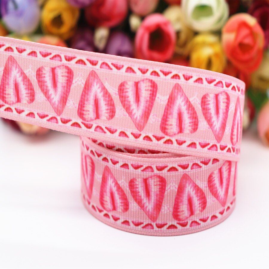 10 Yards Grosgrain Lint Aardbei/Cake Gedrukt Lint 1 "25 MM Voor Hair Bows DIY Ambachten Handgemaakte Accessoires m19041001