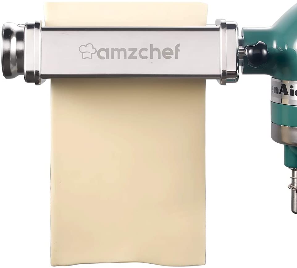 AMZCHEF – rouleau à pâtes en acier inoxydable, pour appareil à pâtes, accessoires Kitchenaid, DT-A-0, 8 réglages d&#39;épaisseur