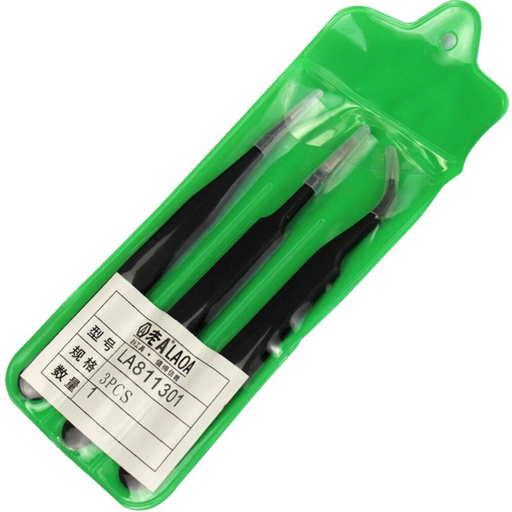 Laoa 3 in 1 roestvrijstalen pincet punt en gebogen vorm reparatiegereedschap pincet precisie soldeerpincet set