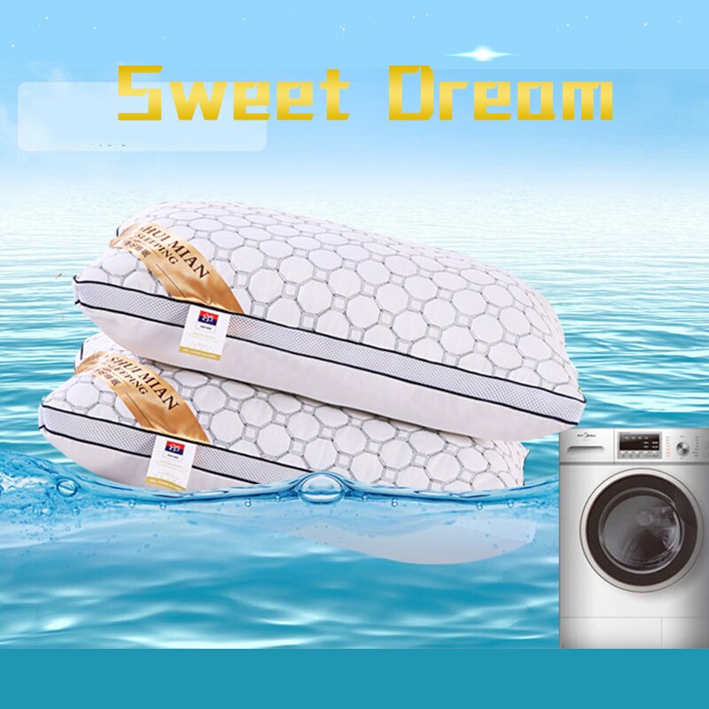 Nueva almohada alternativa blanca de 48x74 cm, almohada de 5 estrellas para Hotel, tela de microfibra, ropa de cama, cuello, almohadas suaves lavables para la salud, ropa de cama