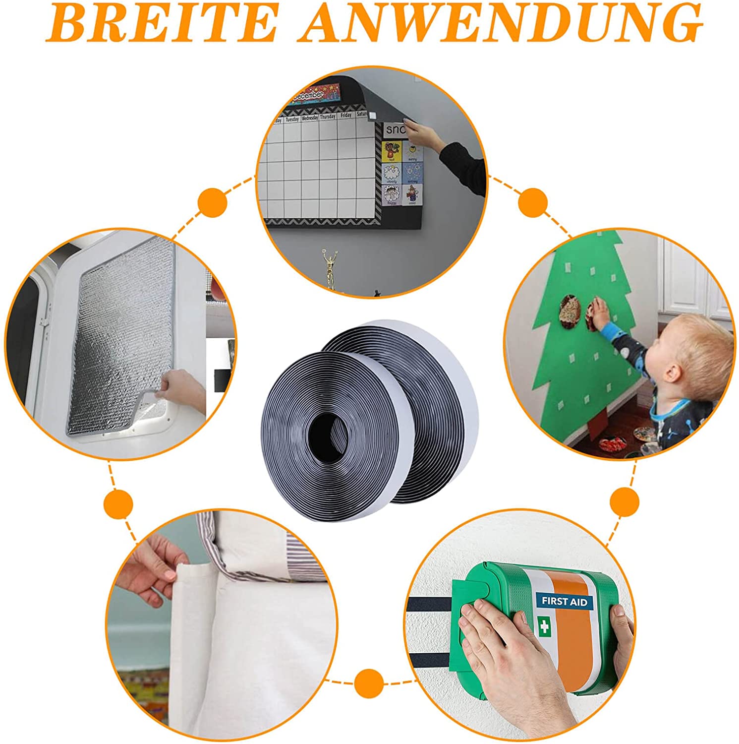 2/5M Magic Sticker Tape Self Adhesive Extra Strong Double Sided Adhesive with Sticker Pad Fluffy Hook and Loop Fastener 20-50m