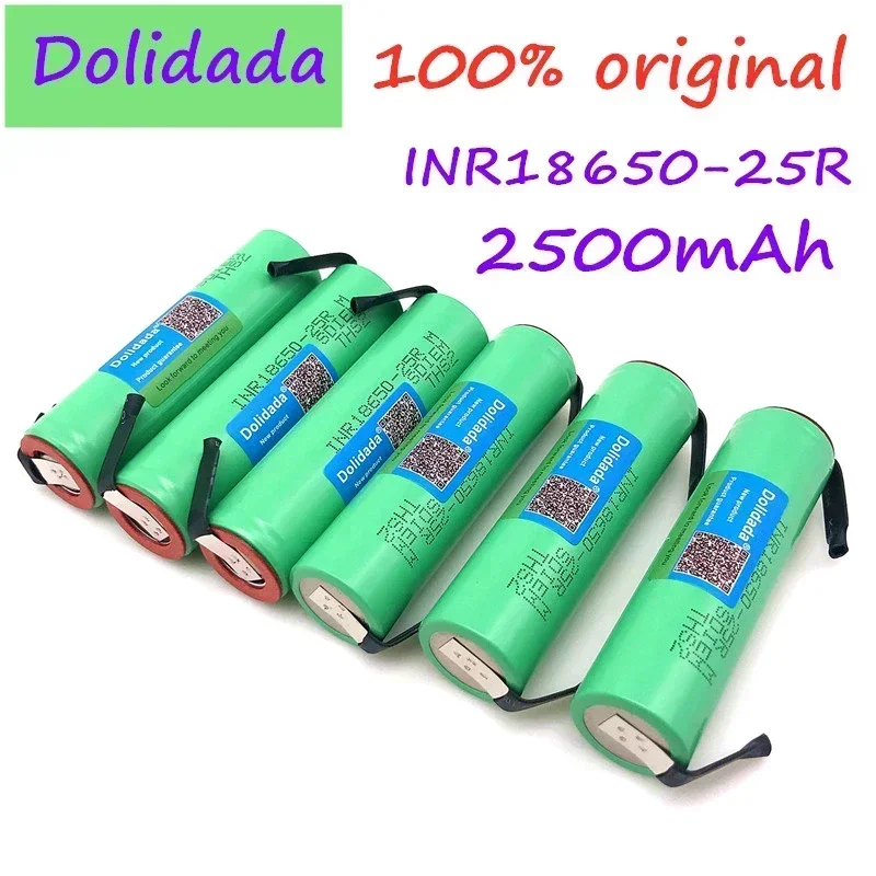 Original 18650 lithium battery 3.6V 2500mah INR 25R 20A battery for pool screwdriver flashlight+nickel DIY