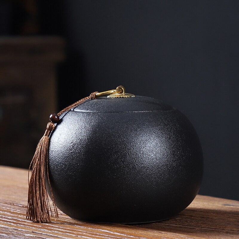 Frascos de cerámica tradicionales a prueba de humedad para el hogar, recipiente hermético para té, hierbas medicinales, contenedor de almacenamiento de granos, suministros para mesa de té: D  13.3X10.9CM