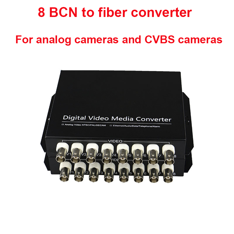 8 channel analog BNC video to fiber optic converter price Transmitter receiver for CCTV system analog camera CVBS camera