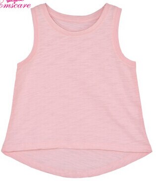 Y460 Zomer Kinderen Baby Katoen Ademend Vest Jongens En Meisjes Bamboe Katoen Candy Pure Kleur Dieptepunt Shirt: Roze