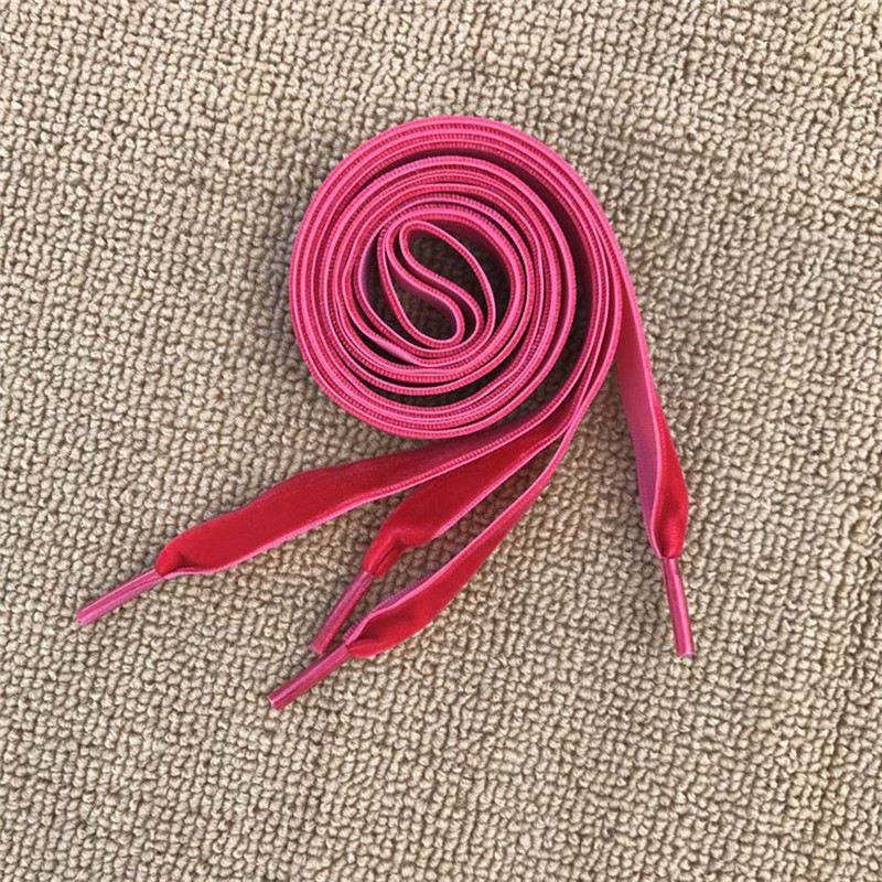 Bottes de lacets en velours de 120cm, 1 paire, ruban de lacets, chaussures de sport multicolores sur un côté: red