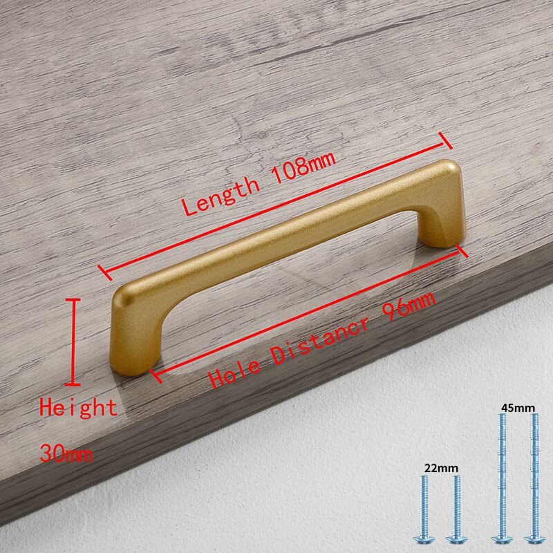 Simple Style Matte Gold Cabinet Handles Solid Aluminum Alloy Kitchen Cupboard Pulls Drawer Knobs Furniture Handle Hardware: Chrome