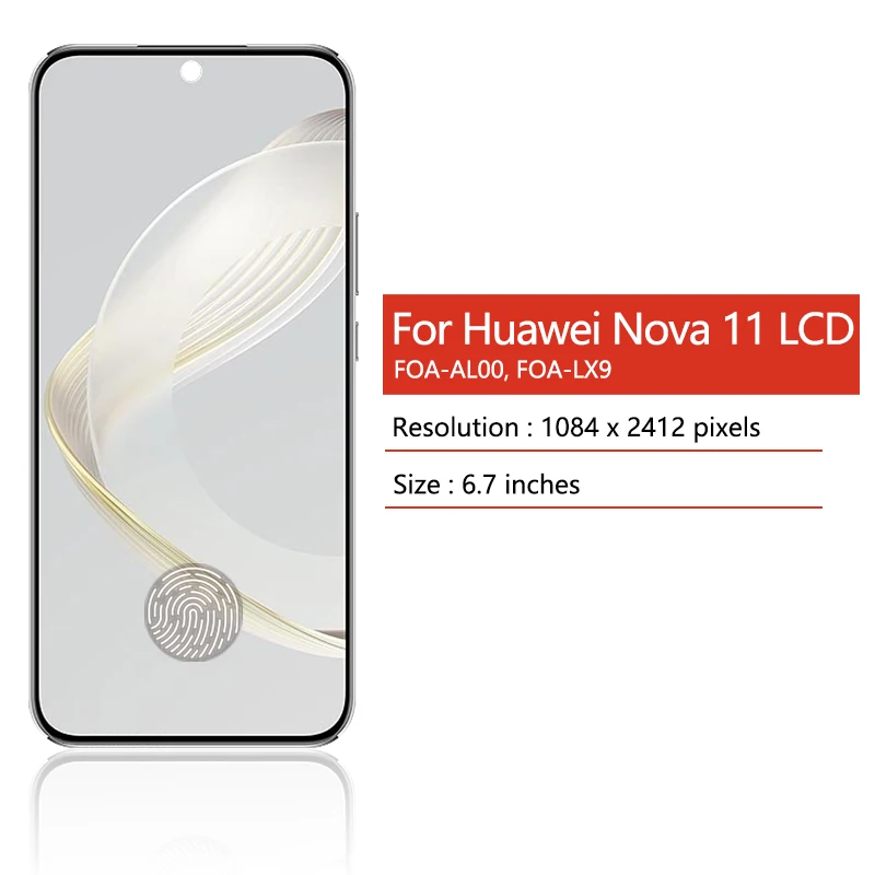 6.7'' 120Hz For Huawei nova 11 LCD FOA-AL00 FOA-LX9 Display Screen+Touch Panel Digitizer nova11 Display With Frame