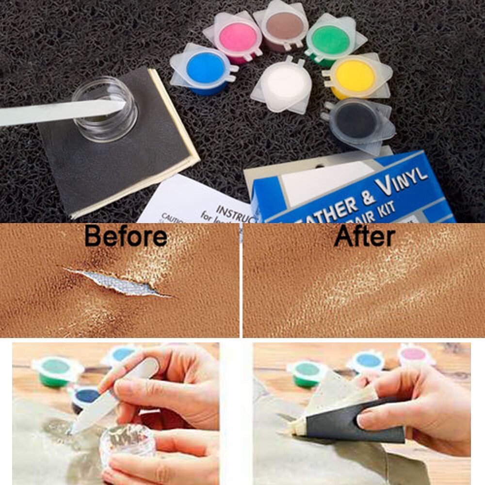 7 Kleuren Samengestelde Leer Vinyl Reparatie Kit Autostoel Sofa Jas Schade Gebied Repareren Voor Mengen Auto Care Auto Onderhoud gereedschap