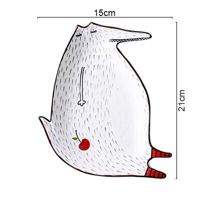 Kitchen Ceramic Plates Cartoon Cute Ceramic Children Breakfast Bowl Dish Dessert Fruit Snack Plate Animal Cutlery Bowl Tableware: Fox Plate