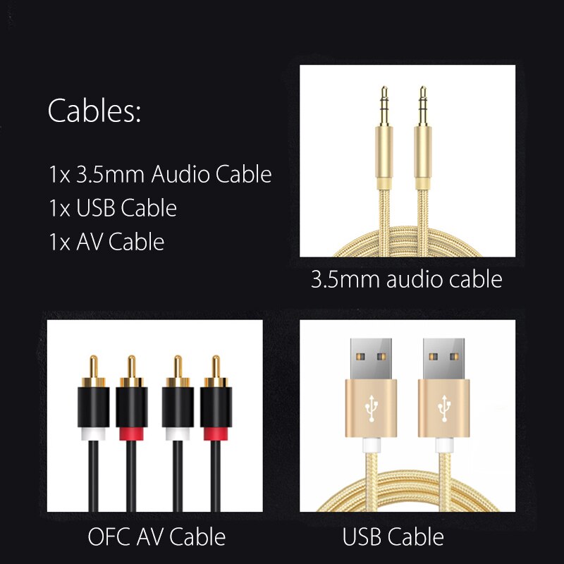 TPA3116 Class D bluetooth 5.0 HIFI 2x50W Stereo Amplifier Support USB TF Card RCA AUX USB Stick: 3 cables