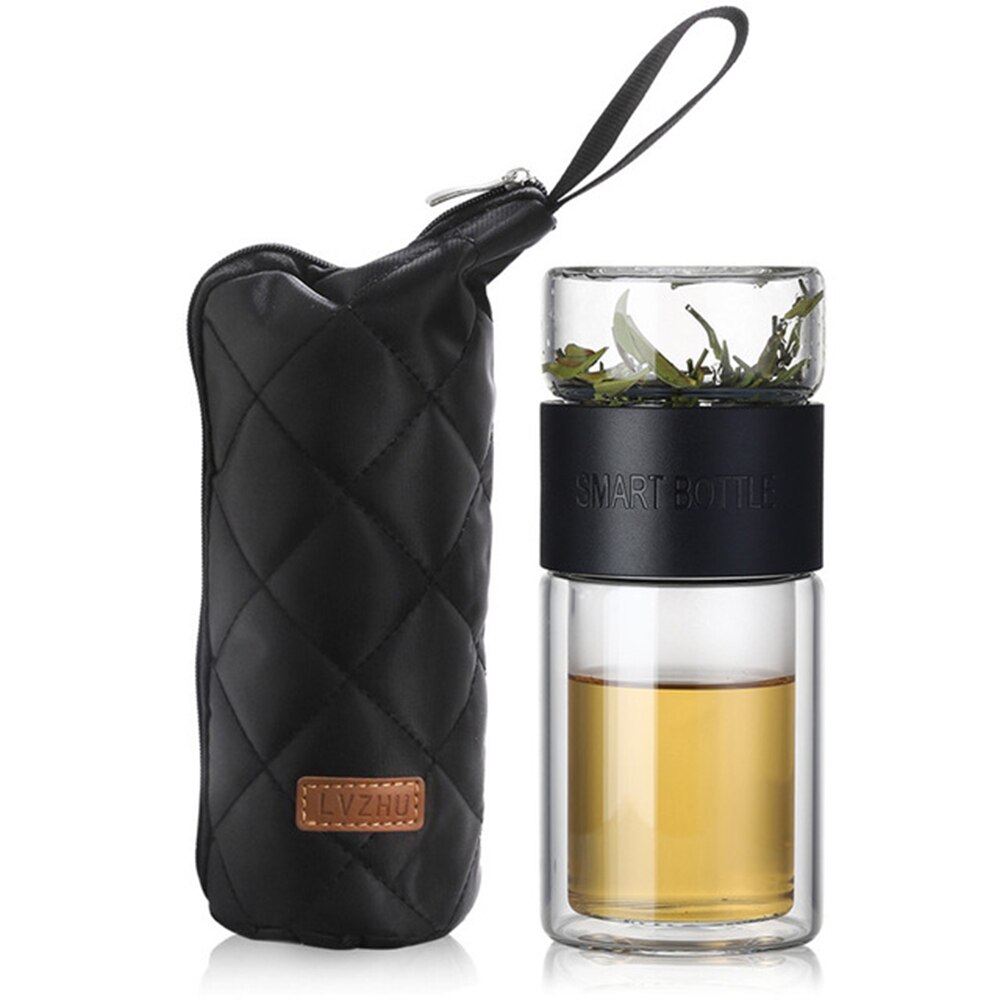 200ml glass vannflaske med posere høy borosilikat dobbelt te vannflaske infusjonstumbler drinkware smarte flasker te filter: G314635