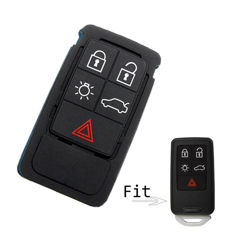 5 Knoppen Afstandsbediening Sleutel Rubber Pad Vervanging Fob Fit Voor Volvo S60 S80 XC70 XC90 Auto Zwarte Remote Key Mat case Auto Accessoires