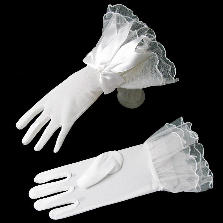 Guantes de novia de color blanco y marfil, guantes cortos de encaje para dedo, accesorios elegantes baratos para de boda, longitud de muñeca negra y roja