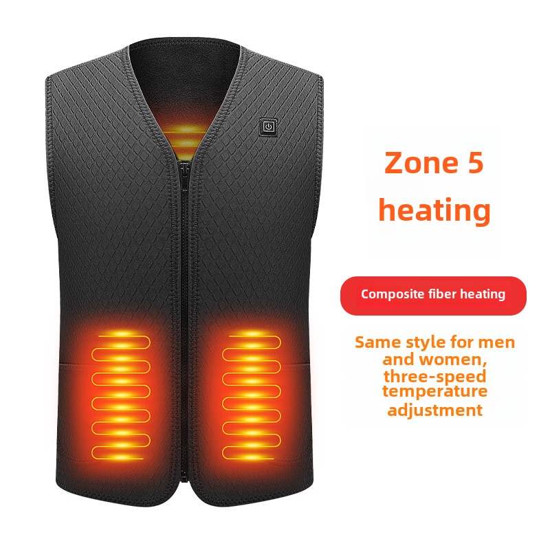 Verwarmd vest USB 9-zone verwarmd mouwloos jack Buitenverwarming Constante temperatuur Verwarming Verwarmd vest voor mannen en vrouwen M-4XL: 4XL / Beige