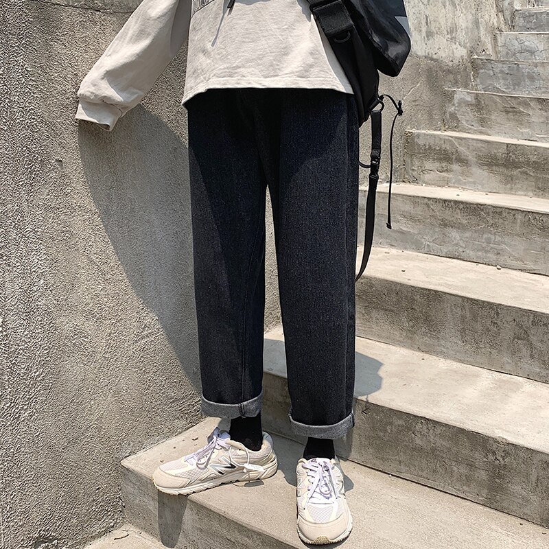 Singleroad heren jeans oversized wijde pijpen casual broek japanse streetwear heren denim broeken kleding jeans voor heren