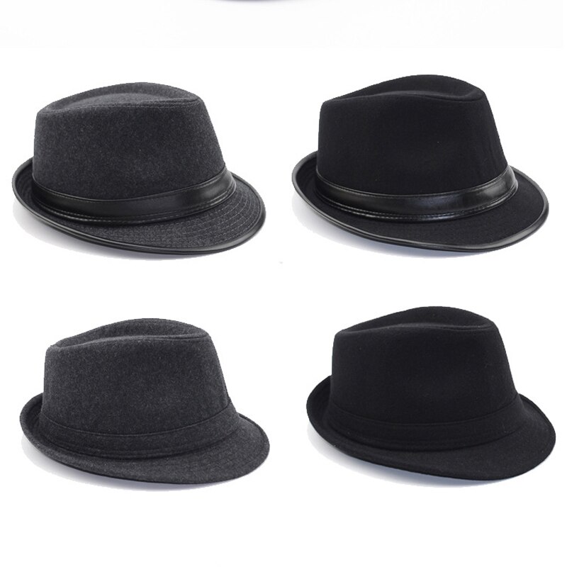 Viileä miesten fedorahattu kesän jazz fedoras hattu miehille klassiset tanssivat talvivillalakit herrasmies musta fedora