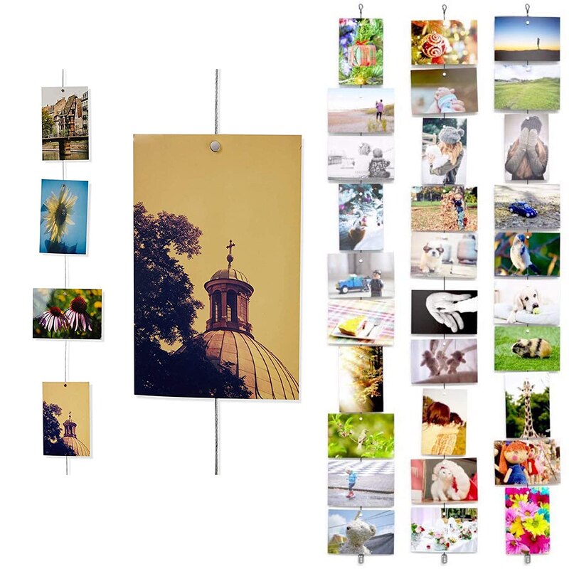 Câble magnétique argenté de 1.5M, corde pour cadre Photo, Art mural, corde suspendue, artisanat, chambre d&#39;enfants, support Photo, décorations d&#39;exposition