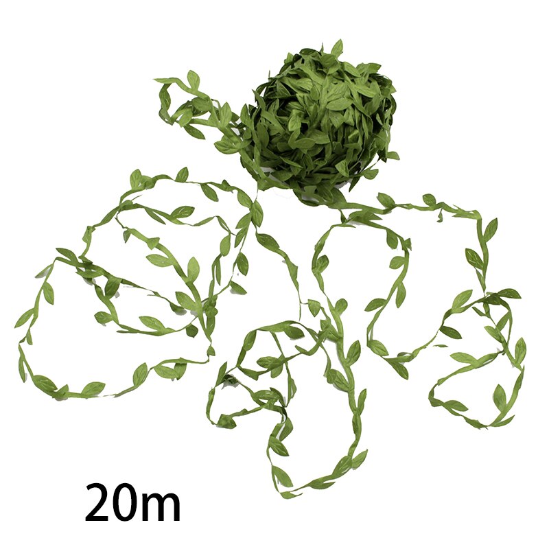 20M/Roll Wedding Decoration Artificial Leaf Handmade Craft DIY Scrapbooking Leaves Vine Green Silk Cloth Multi Purpose: Default Title