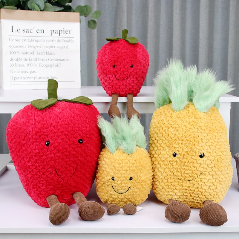 Joli coussin en peluche pour fille, fraise, ananas, fruits, légumes, nourriture, anti-stress, doux, passe-temps, jouet pour enfants