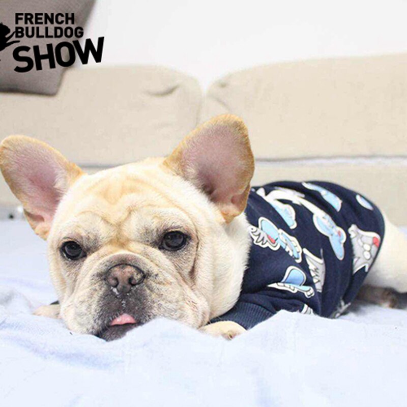 Franse Bulldog T-shirt, Hond Kleding Marineblauw Hond Vest Hond Kleding