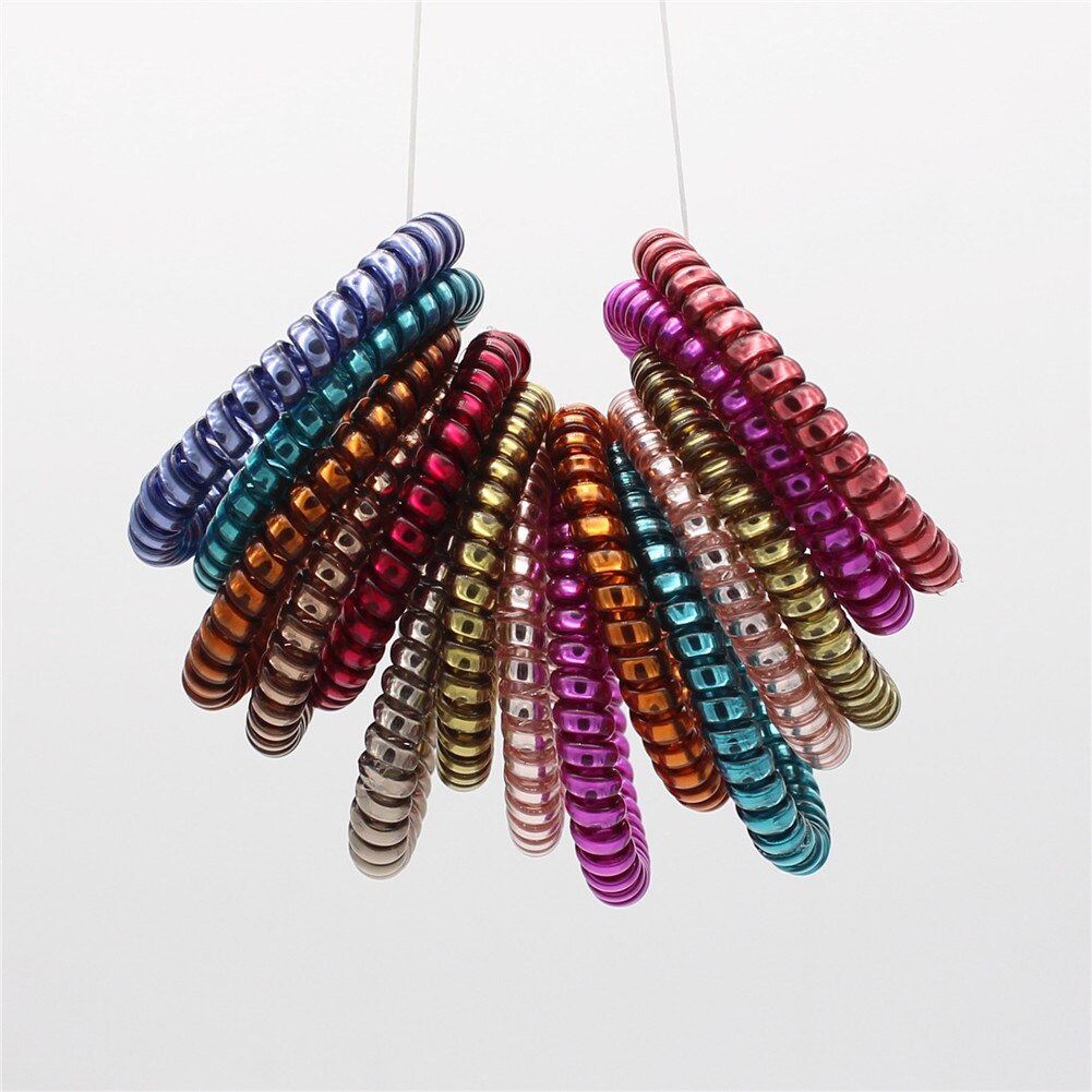 10Pcs Super Dunne Opgerolde Plastic Haar Banden Kleurrijke Uitgerekt Spiraal Haar Touwen Telefoon Wire Paardenstaart Uw Haar Te Beschermen