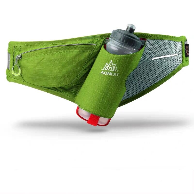 AONIJIE Sport Taille Packungen Lauf Gürtel Wasser Gürtel Pack Für Marathon- Joggen Radfahren Trink Mit Flasche E849: Grün mit Flaschen