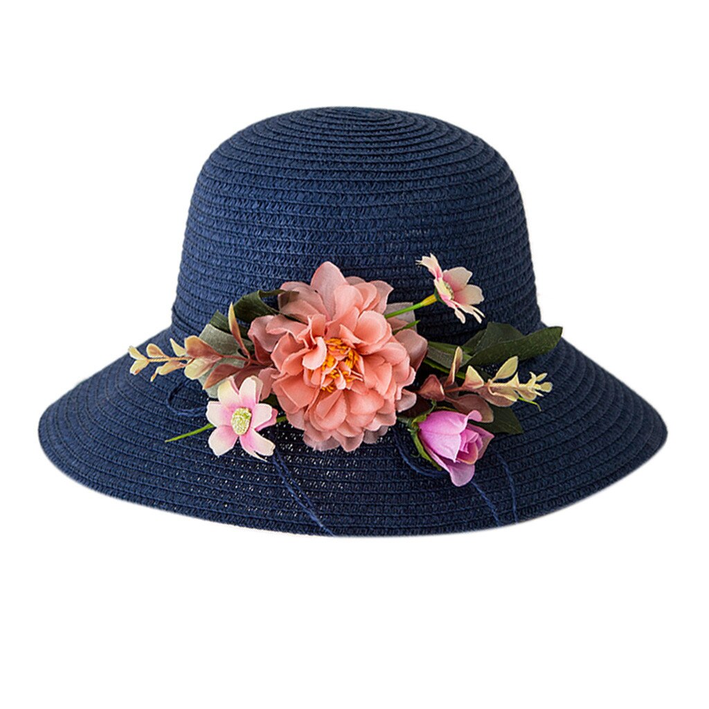 Sombrero transpirable de flores para niña de 2 a 6 años, sombrero de paja para playa, accesorios para el cabello