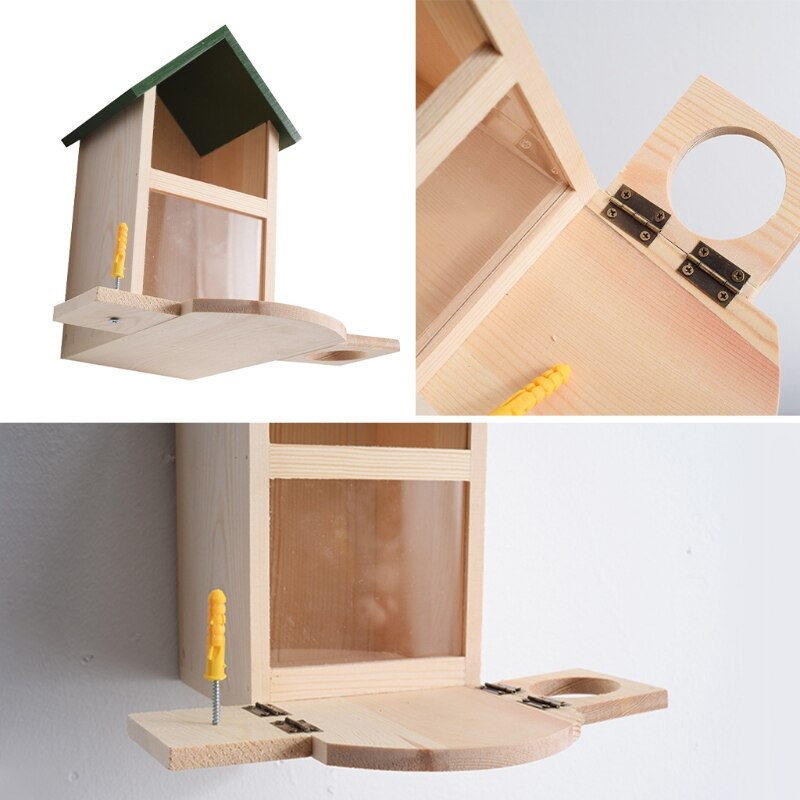 Wooden Squirrel Feeders for Outside Squirrel Feeding House Durable with Solid Structure Cute Wood Feeding Station