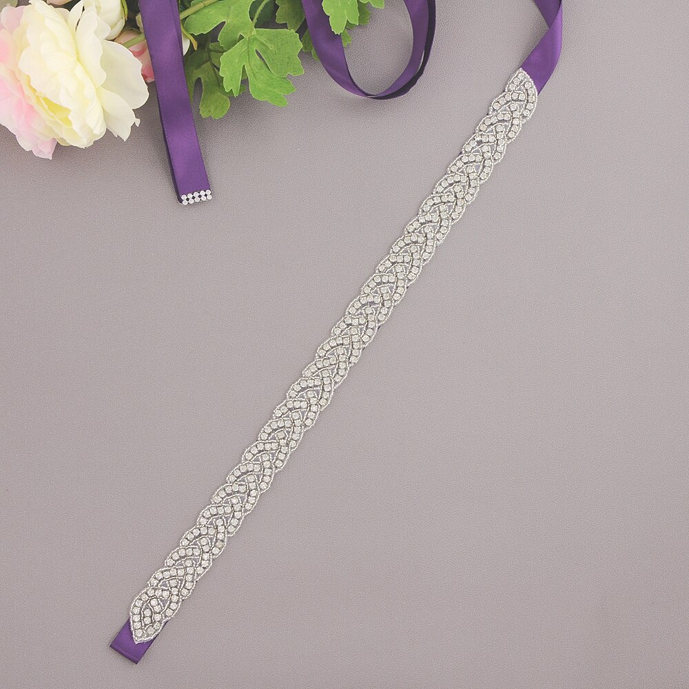 Handgemaakte strass bruidsaccessoires riem trouwjurk riem huwelijksriem bruidslint riem bruidssjerp gala riem scs 216- s: Paars