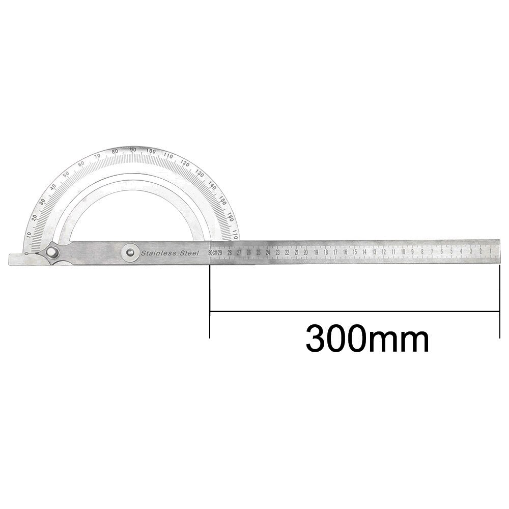 LUBAN Stainless Steel 180 degree Protractor Angle Finder Rotary Measuring Ruler Angle ruler 100mm 150mm 300mm