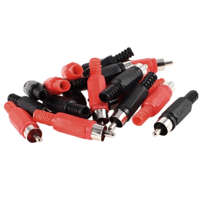 20Pcs 2 Way Stereo Speaker Plate Terminal Strip Push Connector Block &amp; 20 Pcs Black Red Solder RCA Male Plug Audio Video Adapter